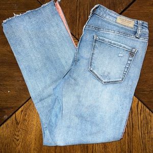 Cropped Flare Jeans with Pink Detailing